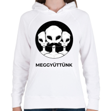 PRINTFASHION MEGGYÜTTÜNK - Női kapucnis pulóver - Fehér női pulóver, kardigán