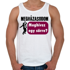 PRINTFASHION Megházasodom! Meghívsz egy sörre? (részeg fazon) - Férfi atléta - Fehér