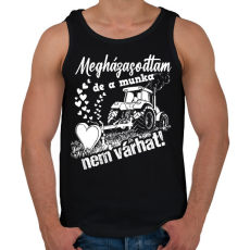 PRINTFASHION Megházasodtam de a munka nem várhat - Férfi atléta - Fekete