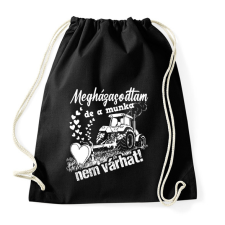 PRINTFASHION Megházasodtam de a munka nem várhat - Sportzsák, Tornazsák - Fekete tornazsák