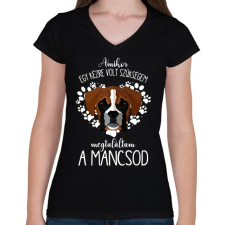 PRINTFASHION Megtaláltam a mancsod - Boxer - Női V-nyakú póló - Fekete női póló