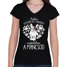 PRINTFASHION Megtaláltam a mancsod - Francia Bulldog - Női V-nyakú póló - Fekete női póló