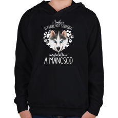 PRINTFASHION Megtaláltam a mancsod - Husky - Gyerek kapucnis pulóver - Fekete