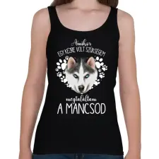 PRINTFASHION Megtaláltam a mancsod - Husky - Női atléta - Fekete női trikó