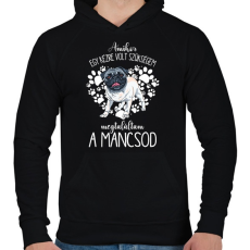 PRINTFASHION Megtaláltam a mancsod - Mopsz pug - Férfi kapucnis pulóver - Fekete