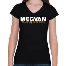 PRINTFASHION Megvan mindenem - páros minta - Női V-nyakú póló - Fekete női póló