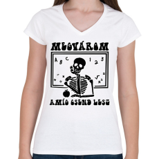 PRINTFASHION Megvárom - Csontváz - Női V-nyakú póló - Fehér
