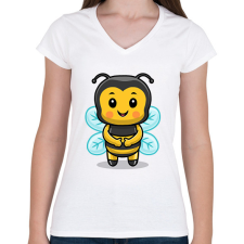 PRINTFASHION Méhecske 3 - Női V-nyakú póló - Fehér női póló