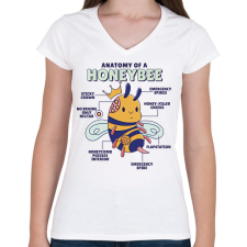 PRINTFASHION Méhecske anatómia - Női V-nyakú póló - Fehér női póló