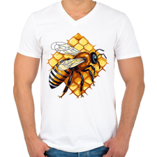 PRINTFASHION Méhecske  - Férfi V-nyakú póló - Fehér férfi póló