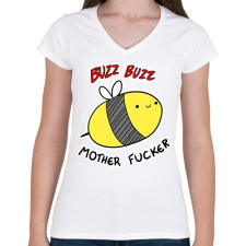 PRINTFASHION Méhecske Thug Life - Női V-nyakú póló - Fehér női póló