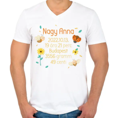 PRINTFASHION Méhecskék baba adatok - Férfi V-nyakú póló - Fehér