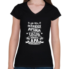 PRINTFASHION Méhész apuka - Női V-nyakú póló - Fekete