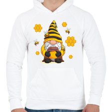 PRINTFASHION Méhész - Férfi kapucnis pulóver - Fehér férfi pulóver, kardigán