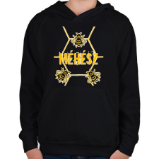 PRINTFASHION Méhész - Gyerek kapucnis pulóver - Fekete gyerek pulóver, kardigán