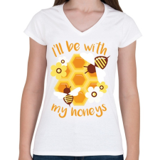 PRINTFASHION Méhész - Női V-nyakú póló - Fehér női póló