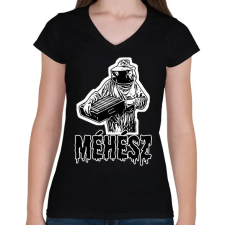PRINTFASHION méhész - Női V-nyakú póló - Fekete női póló