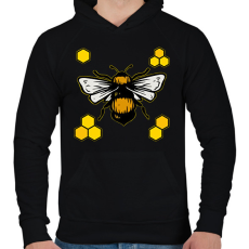 PRINTFASHION méhészet - Férfi kapucnis pulóver - Fekete