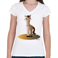 PRINTFASHION Méla paci - Női V-nyakú póló - Fehér női póló