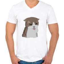 PRINTFASHION Mém cica #1 - Férfi V-nyakú póló - Fehér férfi póló