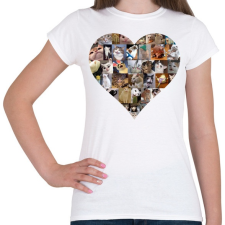 PRINTFASHION Meme cat heart - Női póló - Fehér női póló