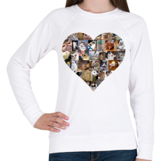 PRINTFASHION Meme cat heart - Női pulóver - Fehér