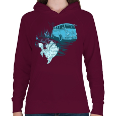 PRINTFASHION Menj horgászni - Női kapucnis pulóver - Bordó