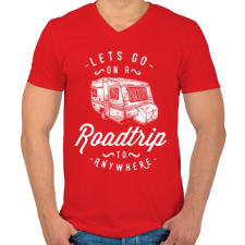 PRINTFASHION Menjünk kirándulni - Férfi V-nyakú póló - Piros férfi póló