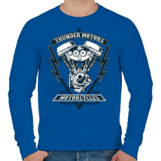 PRINTFASHION Mennydörgő motorok - Férfi pulóver - Királykék