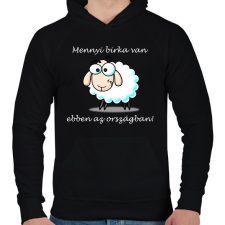 PRINTFASHION Mennyi birka - Férfi kapucnis pulóver - Fekete férfi pulóver, kardigán