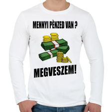 PRINTFASHION MENNYI PÉNZED VAN - Férfi hosszú ujjú póló - Fehér férfi póló