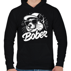 PRINTFASHION Menő Bober - Férfi kapucnis pulóver - Fekete