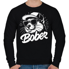 PRINTFASHION Menő Bober - Férfi pulóver - Fekete férfi pulóver, kardigán