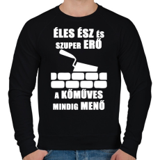 PRINTFASHION menő kőműves - Férfi pulóver - Fekete