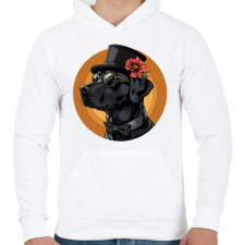 PRINTFASHION Menő Labrador - Férfi kapucnis pulóver - Fehér férfi pulóver, kardigán