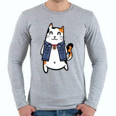 PRINTFASHION Menő macska - Férfi hosszú ujjú póló - Sport szürke