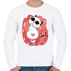 PRINTFASHION Menő macska - Férfi pulóver - Fehér