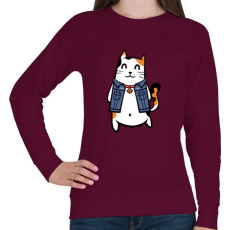 PRINTFASHION Menő macska - Női pulóver - Bordó