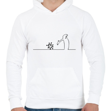 PRINTFASHION Menő Manó és a koronavírus / fekete minta - Férfi kapucnis pulóver - Fehér férfi pulóver, kardigán