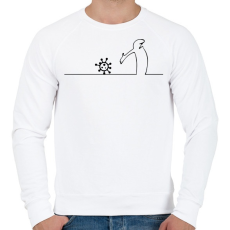 PRINTFASHION Menő Manó és a koronavírus / fekete minta - Férfi pulóver - Fehér