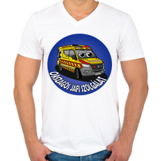 PRINTFASHION mentőautó pisti 3 - Férfi V-nyakú póló - Fehér