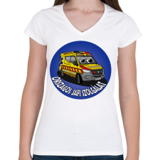 PRINTFASHION mentőautó pisti 3 - Női V-nyakú póló - Fehér női póló