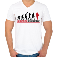PRINTFASHION Mentős evolúció - Férfi V-nyakú póló - Fehér