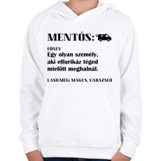PRINTFASHION Mentős jelentése - Gyerek kapucnis pulóver - Fehér