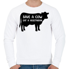 PRINTFASHION Mentsd meg egy  tehenet - Férfi pulóver - Fehér