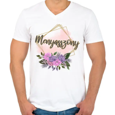 PRINTFASHION Menyasszony (arany keretes) - Férfi V-nyakú póló - Fehér férfi póló