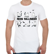 PRINTFASHION Meow Halloween - Férfi póló - Fehér férfi póló