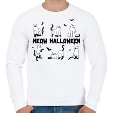 PRINTFASHION Meow Halloween - Férfi pulóver - Fehér