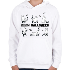 PRINTFASHION Meow Halloween - Gyerek kapucnis pulóver - Fehér gyerek pulóver, kardigán