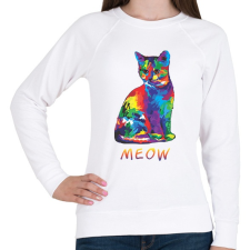 PRINTFASHION MEOW - Női pulóver - Fehér női pulóver, kardigán